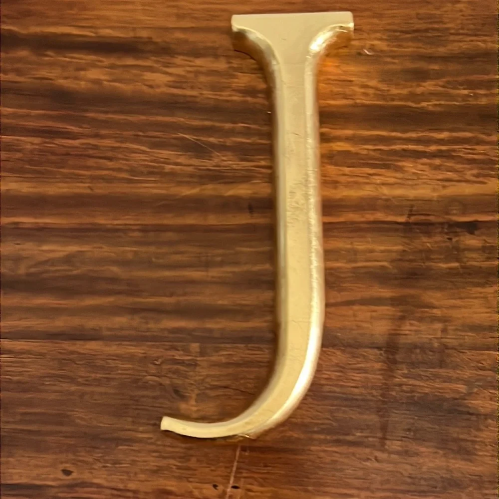 Restoration Hardware 9” Wood Gold Leaf Foil J Initial Wall hanging